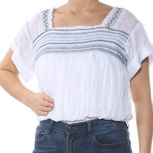 Free People White Short Sleeve Top